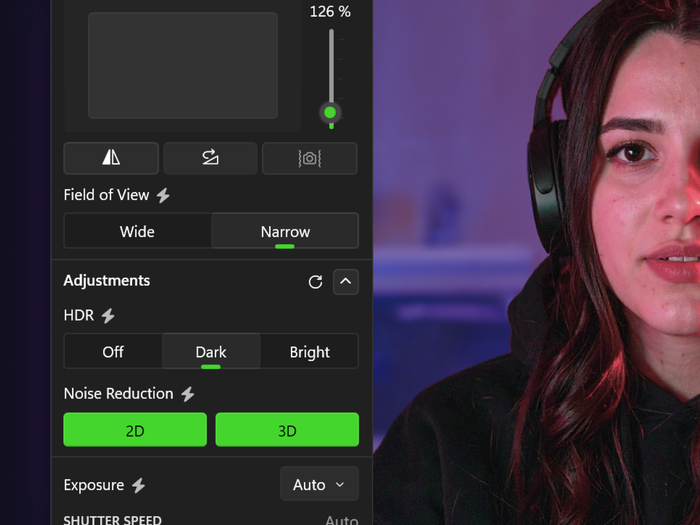 La herramienta de Campo de visión para las webcams Kiyo Pro y Pro Ultra de Razer.