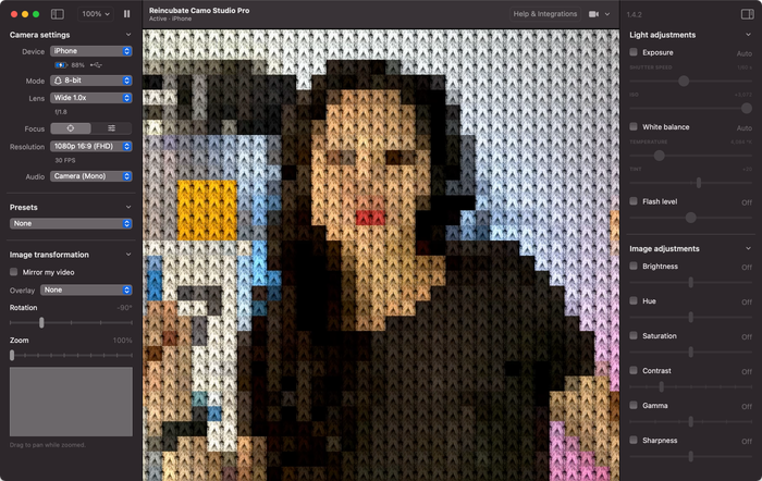 Camo StudioでのCamo 8-bit AR レンズ