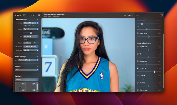 Augmenter la Vibrance met en valeur les couleurs de l’image.