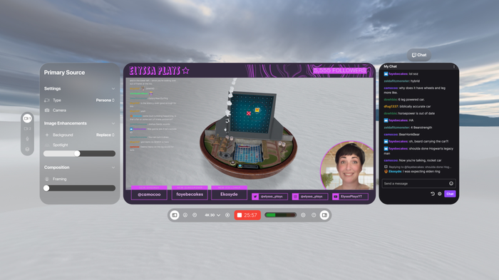 Streaming Apple Vision Pro apps through Camo Studio.