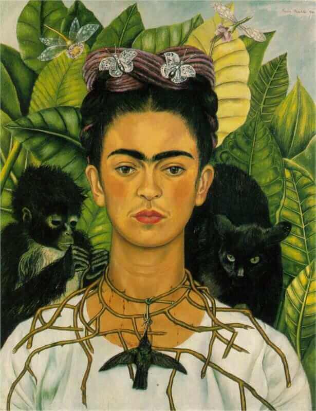 Autoritratto con collana di spine e colibrì di Frida Kahlo