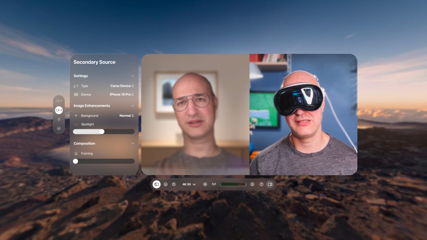 Transmitindo um jogo de console para a Twitch usando o Camo Studio para Apple Vision