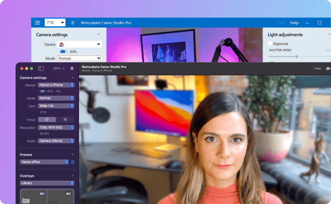 Интерфейс Camo Studio на Windows и macOS