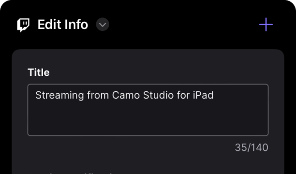 Camo Studio for iPad의 Twitch 채팅 스트림 패널