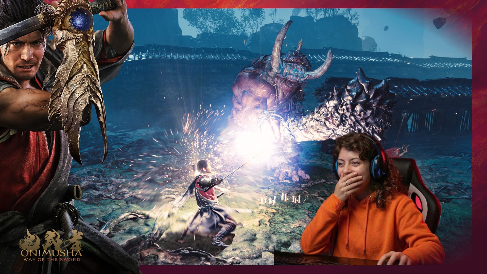 Сцена Byakue Battle с геймплеем Onimusha и фейскамом
