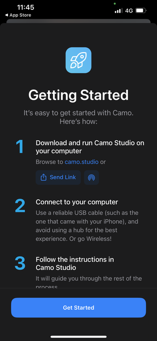 Camo's help screen