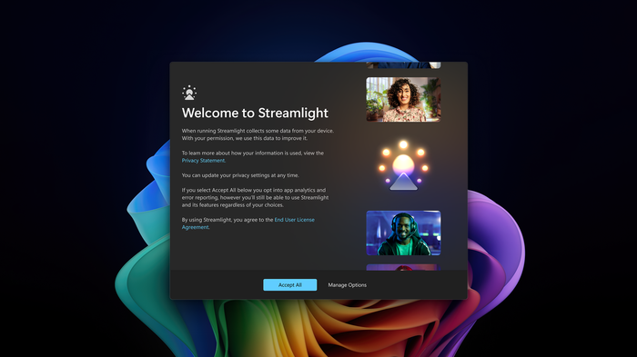 Der Willkommensbildschirm von Streamlight