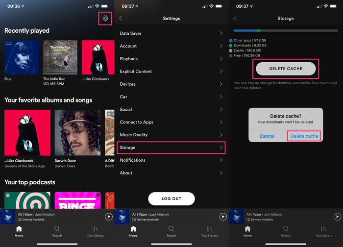 Delete your Spotify cache
