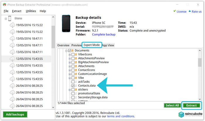 Extracting Viber contacts & call history
