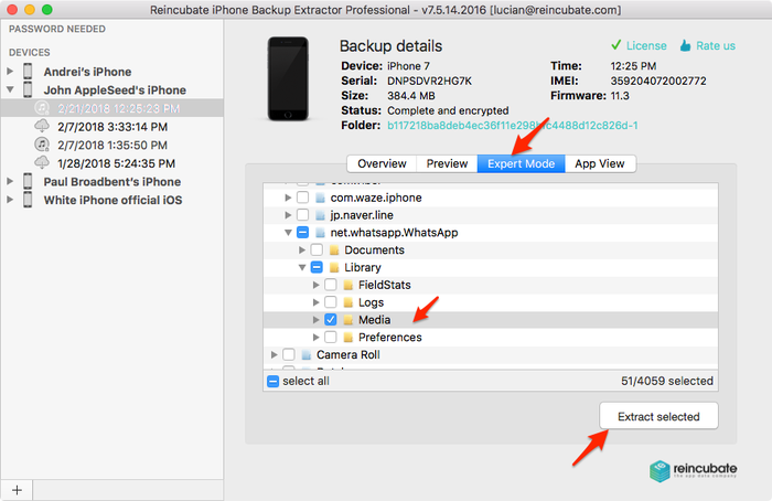 Extracting WhatsApp media with iPhone Backup Extractor