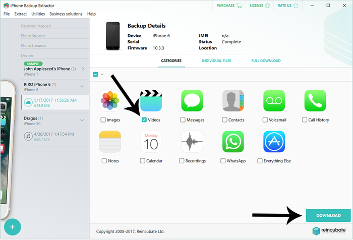 Recovery of video from iCloud