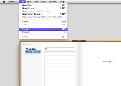 The import option
