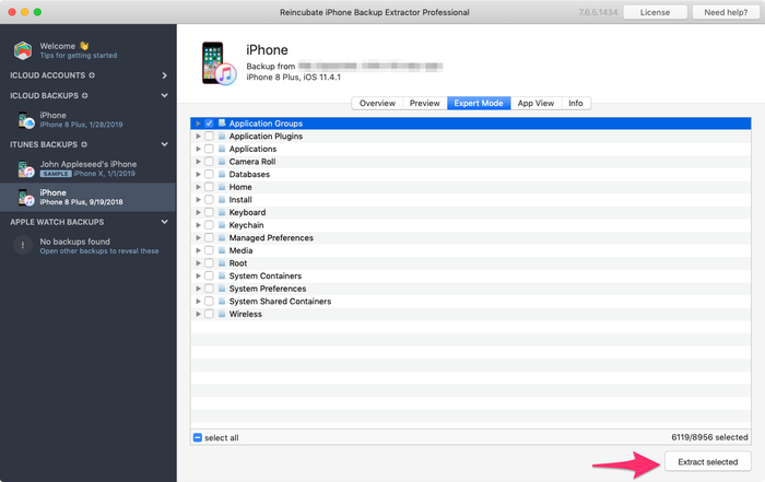 Performing iOS data recovery from apps with iPhone Backup Extractor