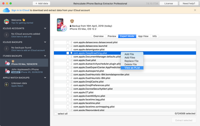View as Plist in iPhone Backup Extractor
