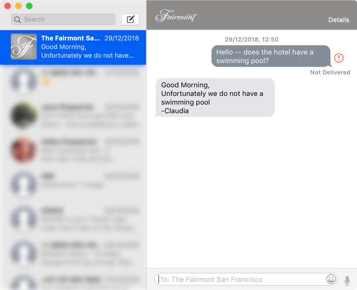 A printable screenshot of messages on macOS
