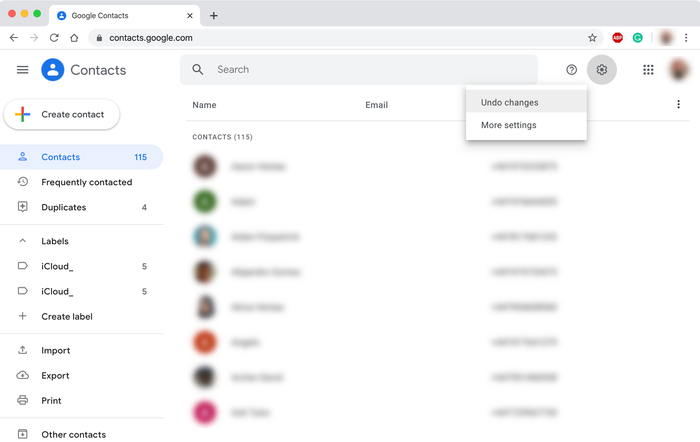 Recovering deleted Google contacts