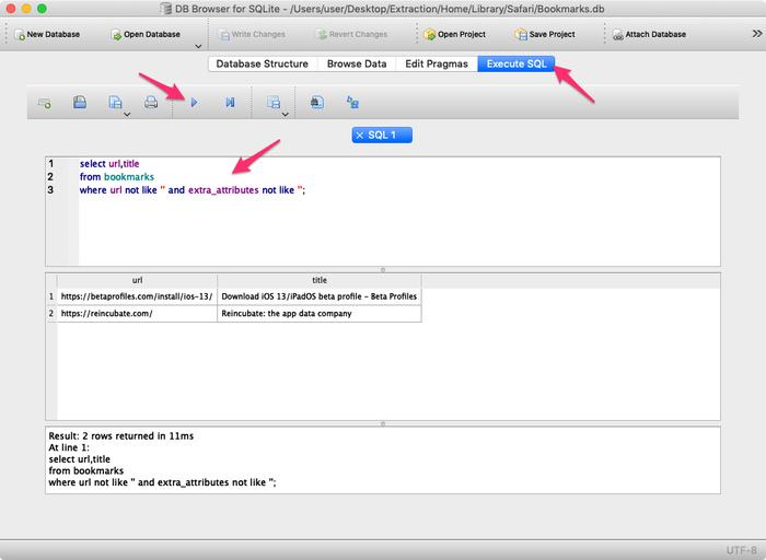 Extracting the Safari Bookmarks and Reading List database