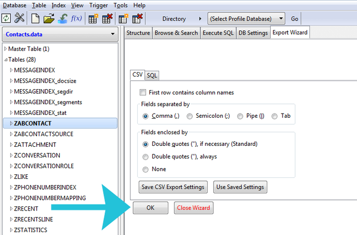 Copying Viber contacts before pasting into Excel