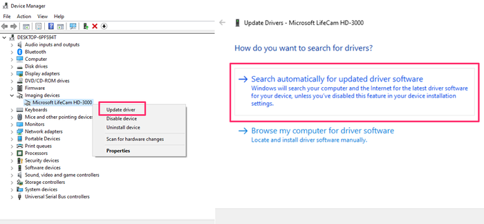 Actualizar el controlador de una webcam en Windows