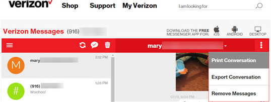Verizon’s “View Text Messages” service